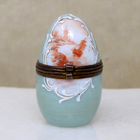 Egg-Shaped Jewelry Box with Painted Ship & Windmill