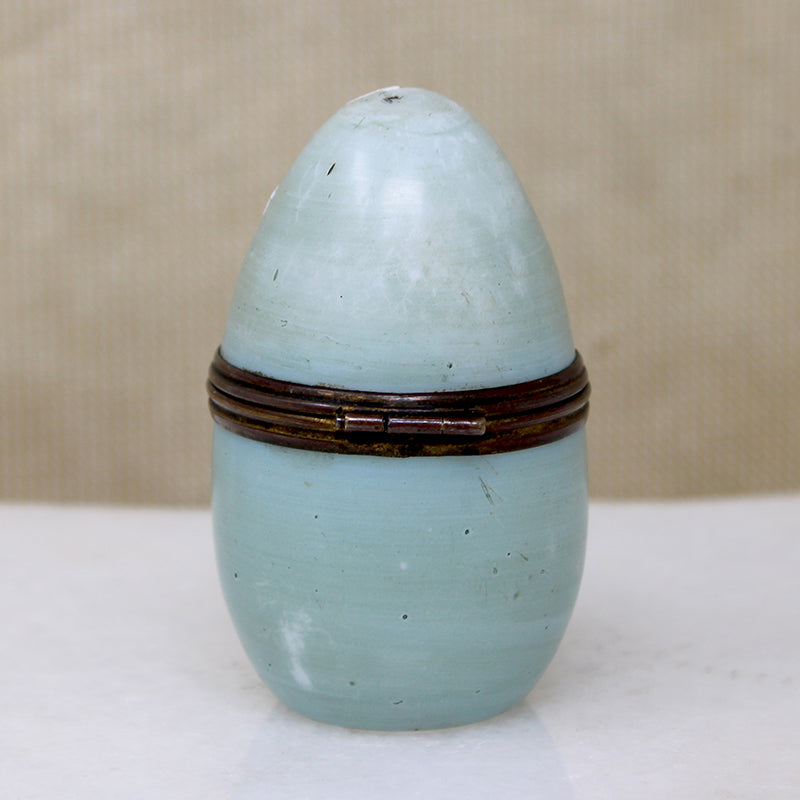 Egg-Shaped Jewelry Box with Painted Ship & Windmill