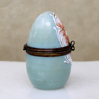 Egg-Shaped Jewelry Box with Painted Ship & Windmill