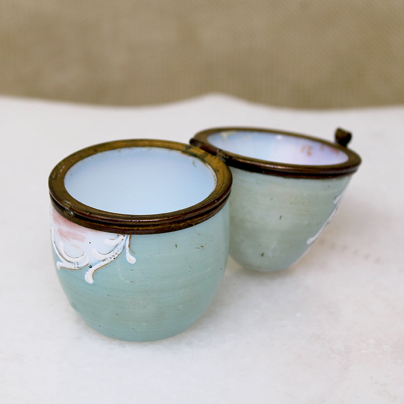 Egg-Shaped Jewelry Box with Painted Ship & Windmill