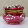 Elaborate Enameled Cranberry Glass Patch Box