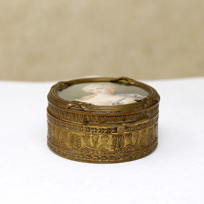 Charming Gilded Bronze Victorian Portrait Box