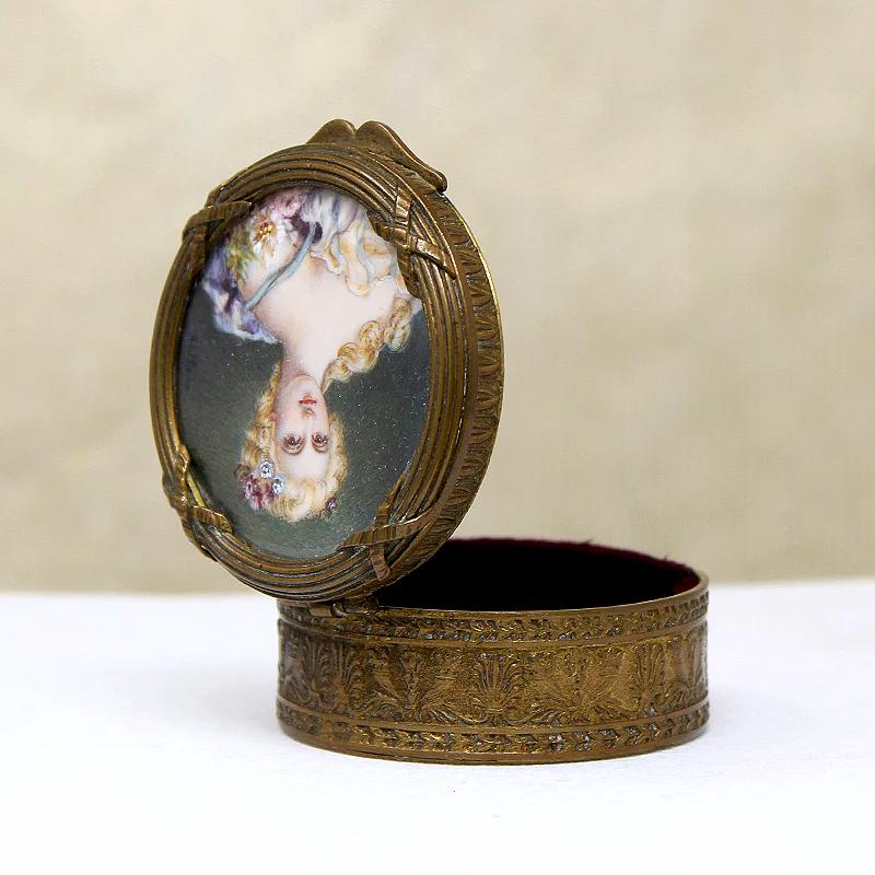 Charming Gilded Bronze Victorian Portrait Box