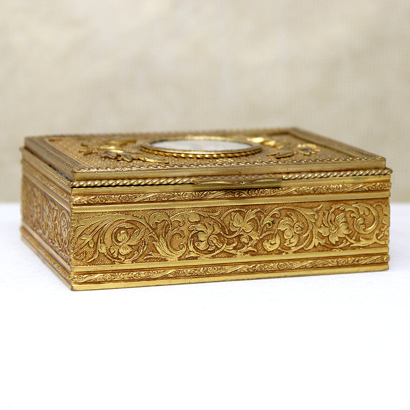 Victorian Gilded Bronze Neoclassical Motif Jewelry Casket