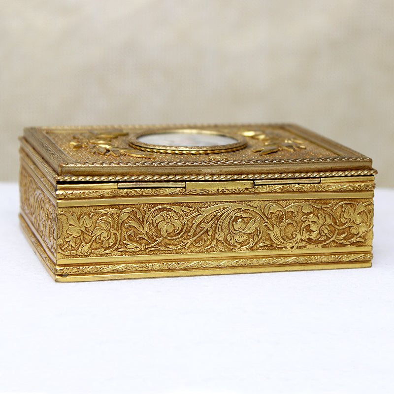 Victorian Gilded Bronze Neoclassical Motif Jewelry Casket