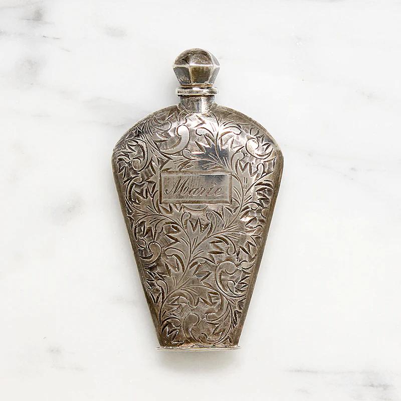 Exquisite Edwardian Engraved Silver Perfume Flacon