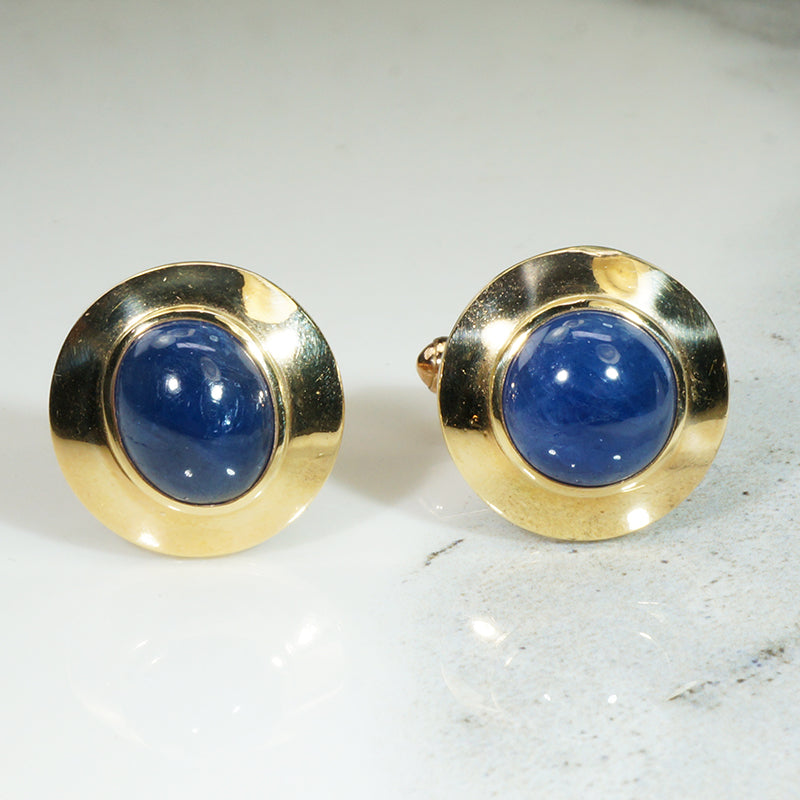 Beautiful Sapphire Cabochon Cuff Links
