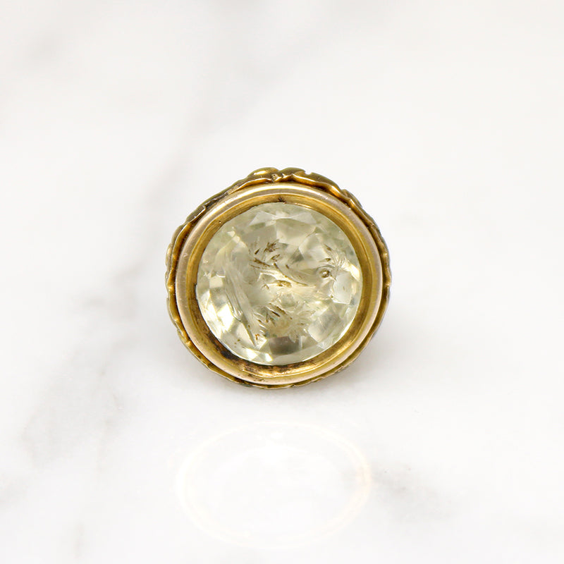 Early Victorian Fob with Carved Bird Citrine Seal 