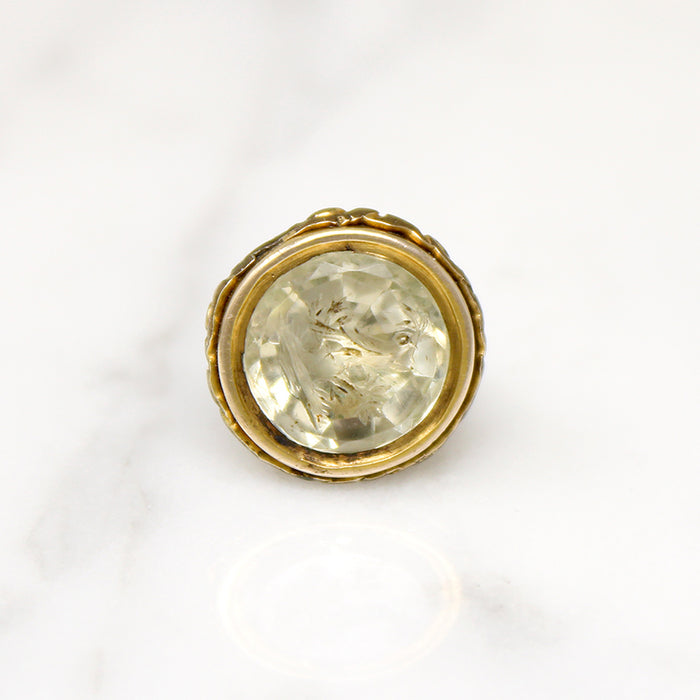Early Victorian Fob with Carved Bird Citrine Seal 