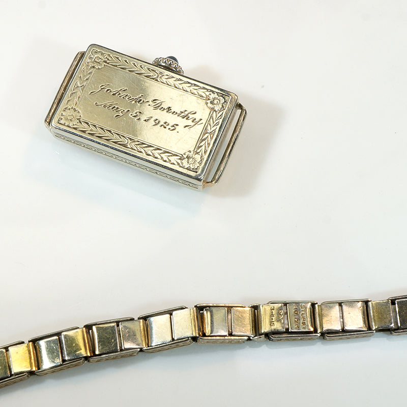 Ornate Ladies' Gruen Watch with Deco Details in White Gold