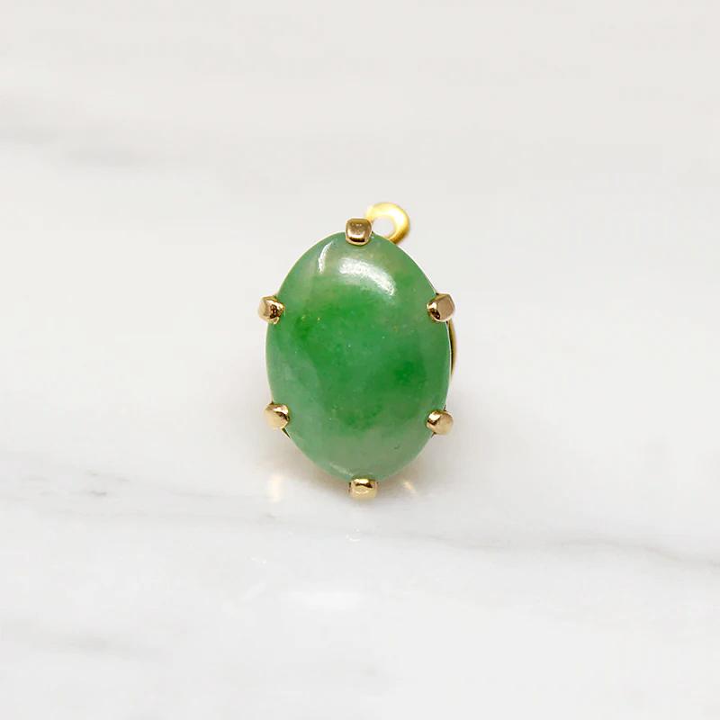 Glossy Green Jade & 14k Gold Tie Pin