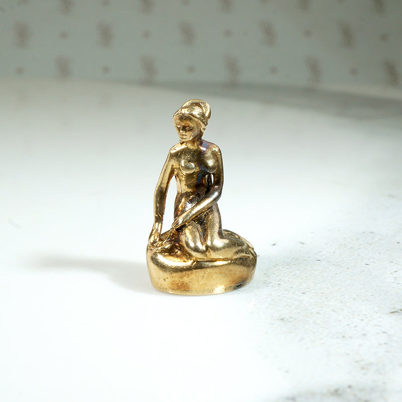 Danish Little Mermaid Statue Pendant in 14 Karat Yellow Gold