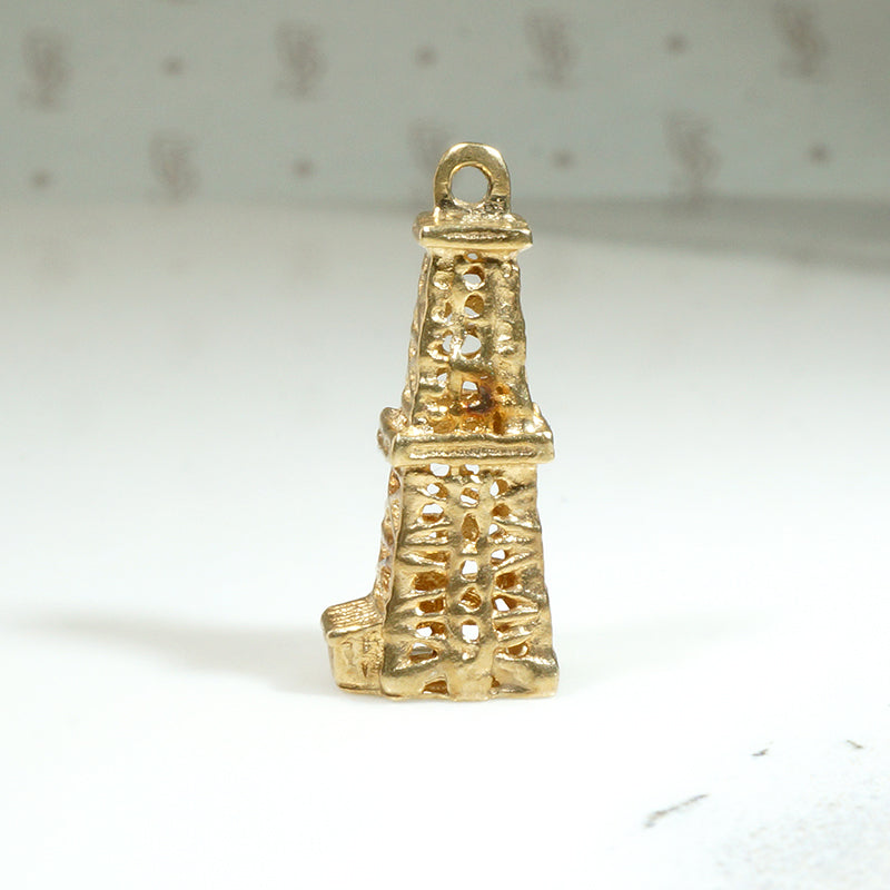 Three Dimensional 14k Gold Oil Well Charm