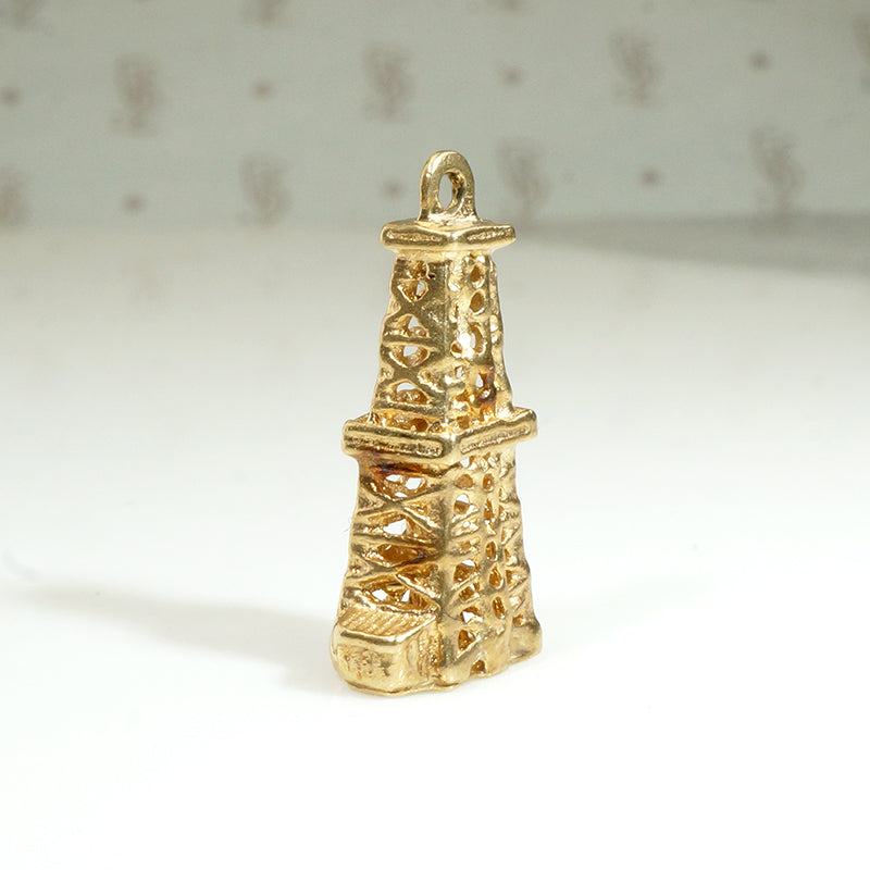 Three Dimensional 14k Gold Oil Well Charm