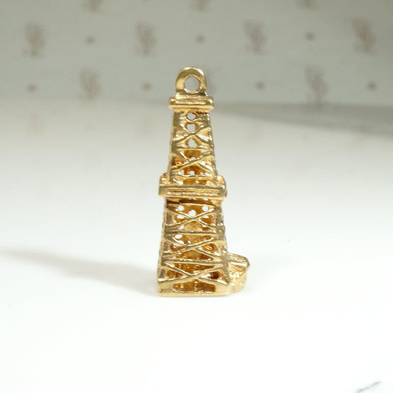 Three Dimensional 14k Gold Oil Well Charm