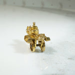 Gold Horse & Cart Charm with Moving Wheels