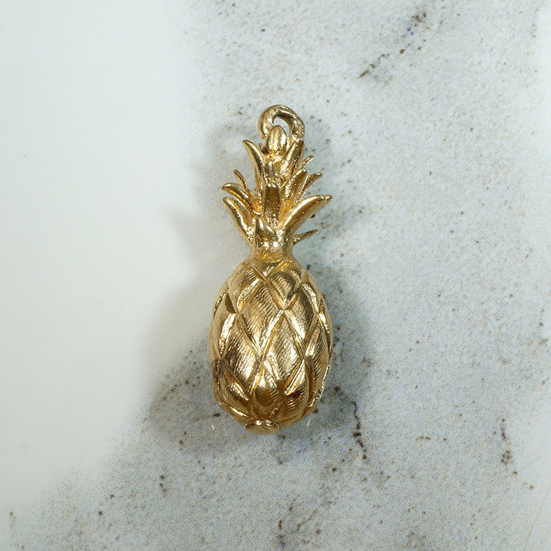 Tropical Pineapple Charm in 14k Gold