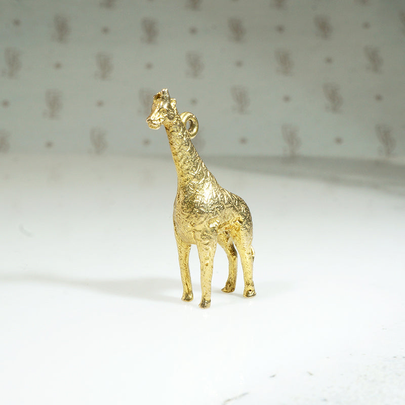 Tiny 3-D Giraffe Charm in 9k Gold