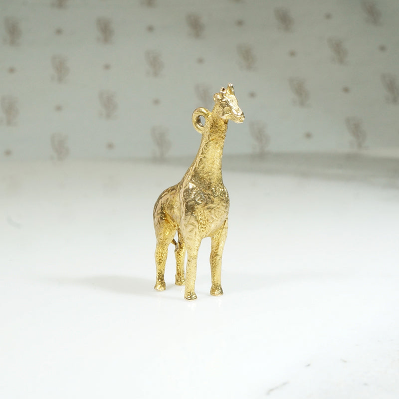 Tiny 3-D Giraffe Charm in 9k Gold