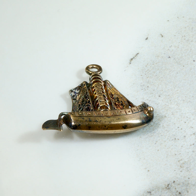 Portuguese 19k Gold Caravel Sailing Ship Charm