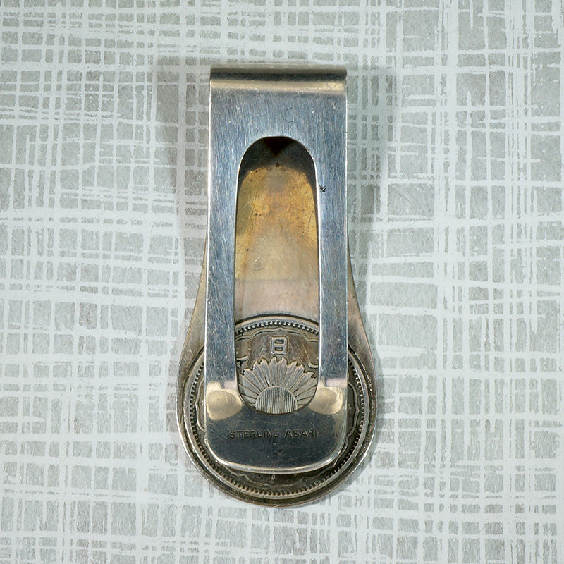 Mid Century Sterling Money Clip with 50 Sen Piece
