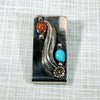 Handmade Sterling Money Clip with Coral & Turquoise