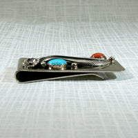 Handmade Sterling Money Clip with Coral & Turquoise