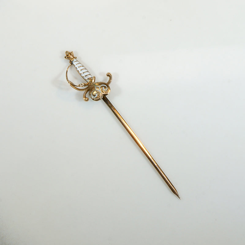 Enameled Gold Rapier Cravat Pin