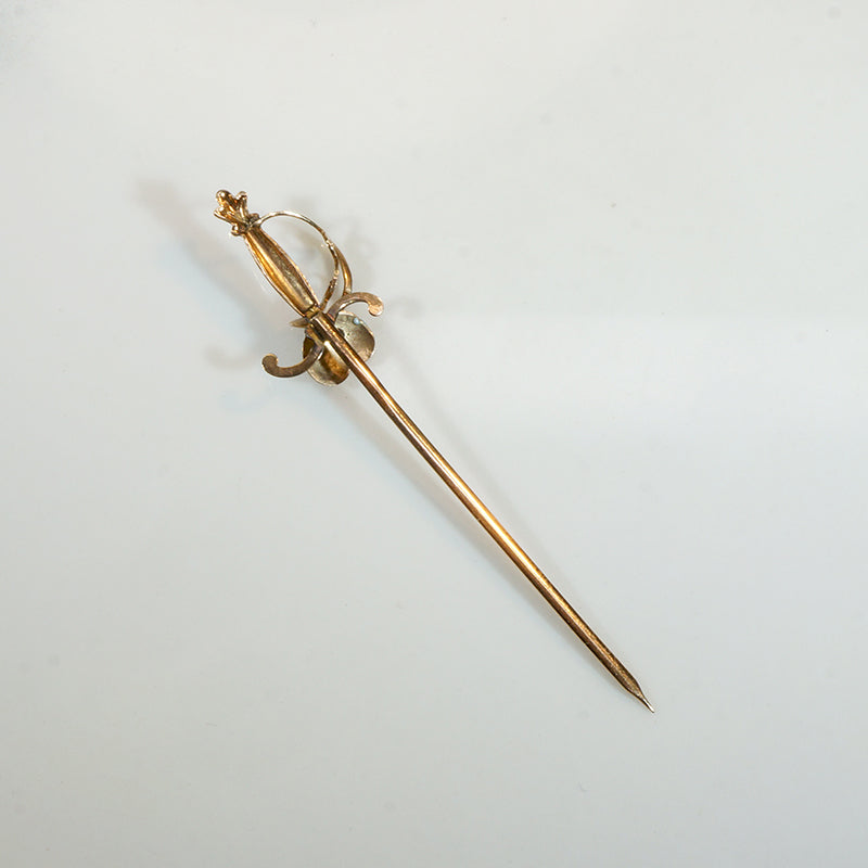 Enameled Gold Rapier Cravat Pin