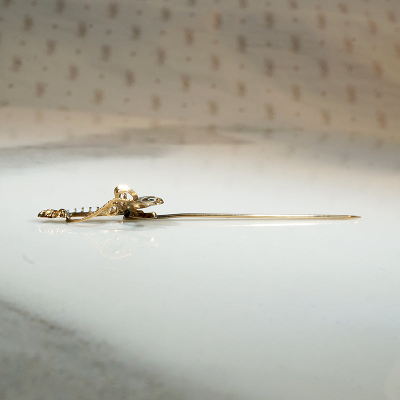 Enameled Gold Rapier Cravat Pin