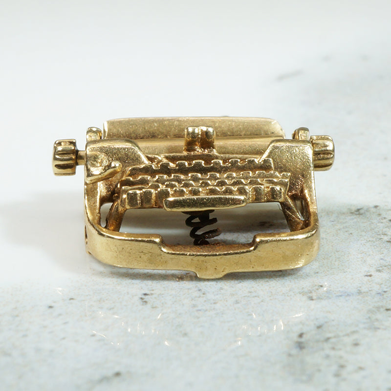 Gold Manual Typewriter Charm with Moving Platen