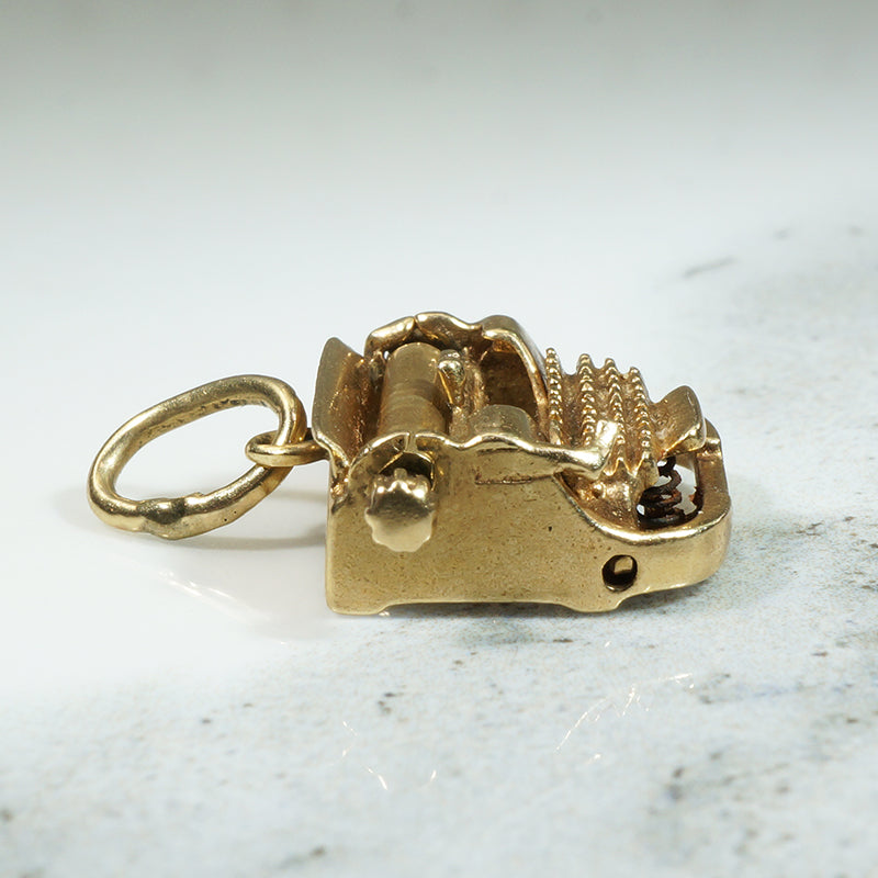 Gold Manual Typewriter Charm with Moving Platen