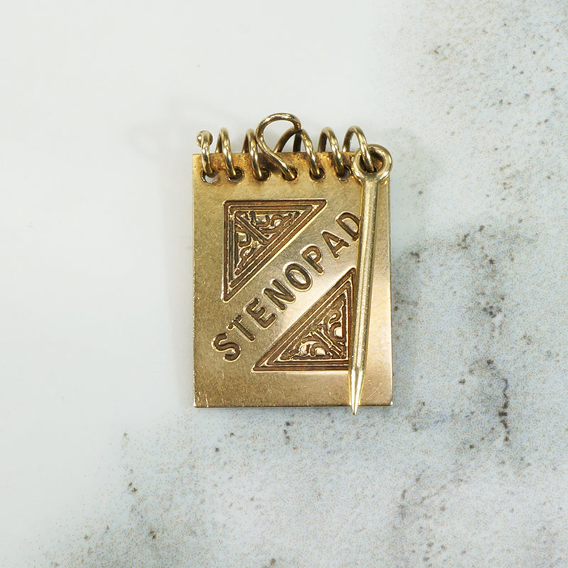 Miniature 14k Gold Steno Pad Charm