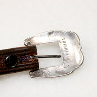 Handsome Tooled Leather Belt with Turquoise Inlay Hardware