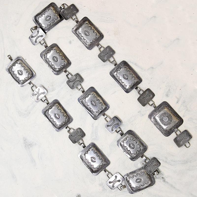 Slinky Silver Concho Belt with Rocker Stamps