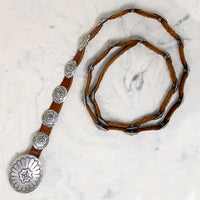 Engraved Coin Silver Concho Belt