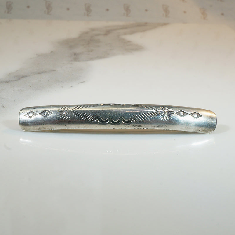 Rocker Stamped Silver Bobby Pin Sheathe Barrette