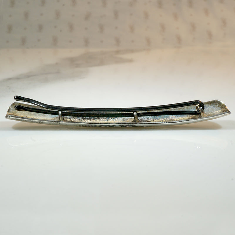 Rocker Stamped Silver Bobby Pin Sheathe Barrette