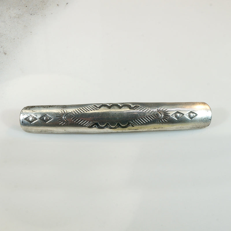 Rocker Stamped Silver Bobby Pin Sheathe Barrette