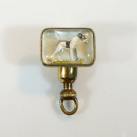 Reverse Painted Crystal Terrier Pin 