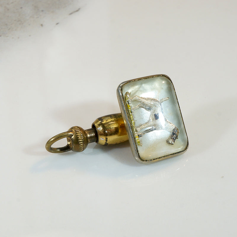 Reverse Painted Crystal Terrier Pin 