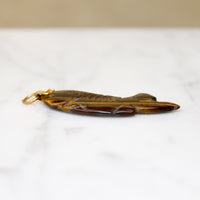 Fancy Carved Tigers Eye Fish Pendant