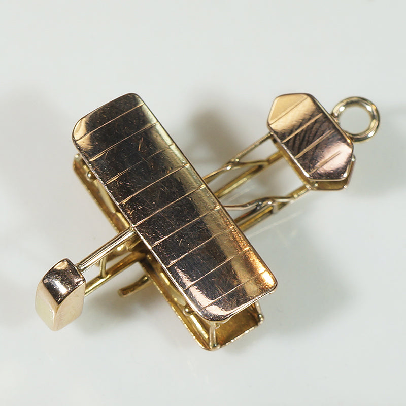 Biplane Charm Modeled in 14k Gold