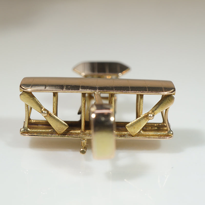 Biplane Charm Modeled in 14k Gold