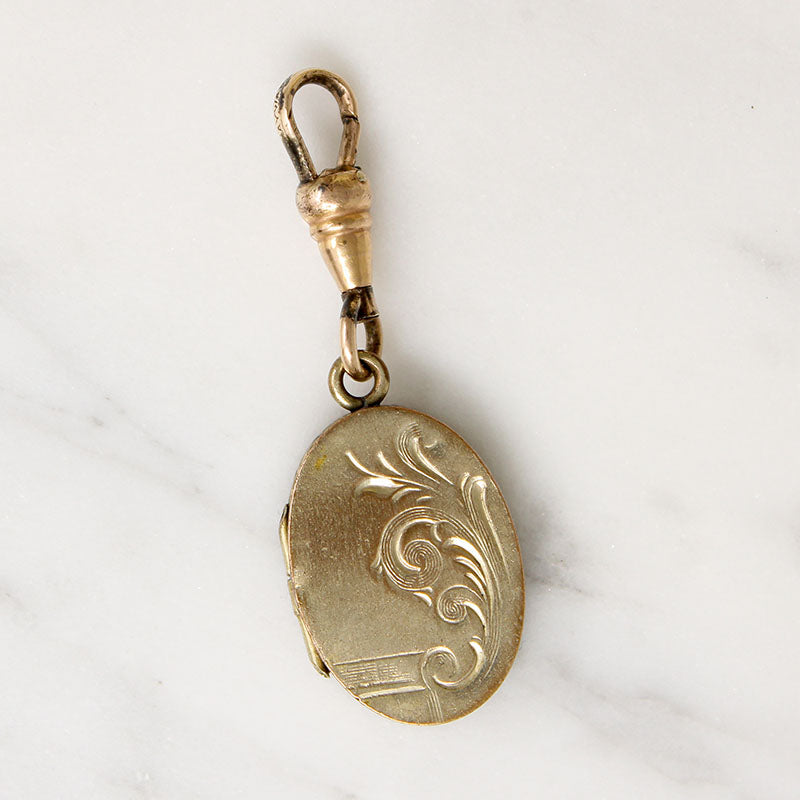 Engraved Victorian Locket on Watch Hook