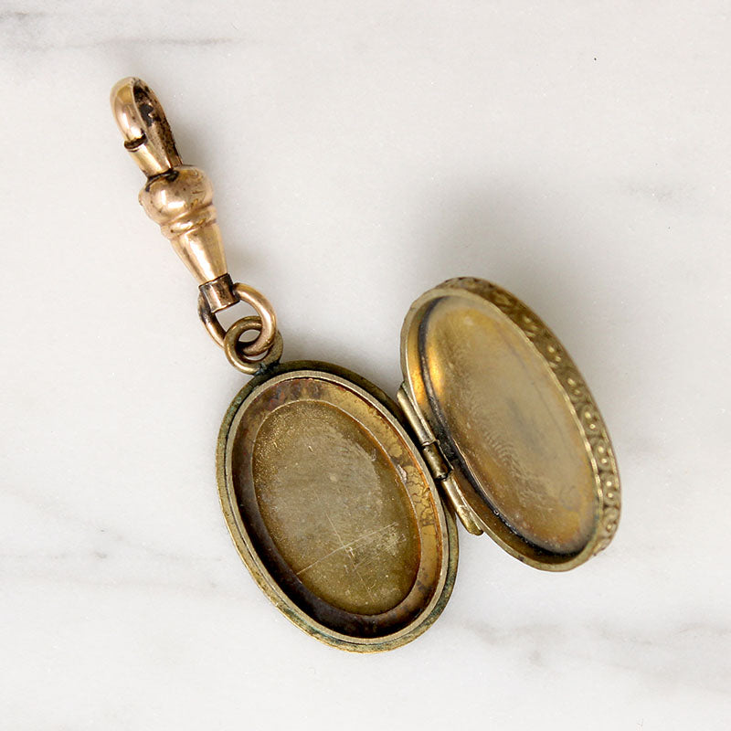 Engraved Victorian Locket on Watch Hook