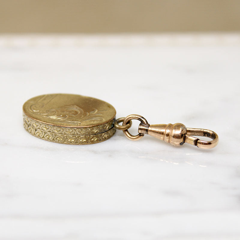 Engraved Victorian Locket on Watch Hook