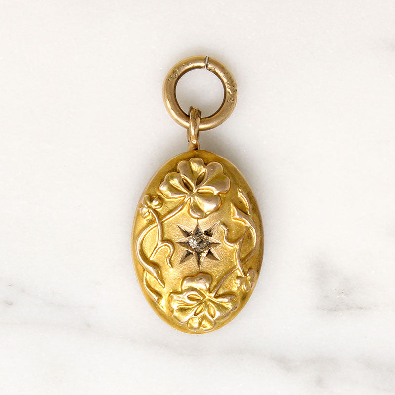 Lucky Star Four-Leaf Clover Gold & Diamond Pendant