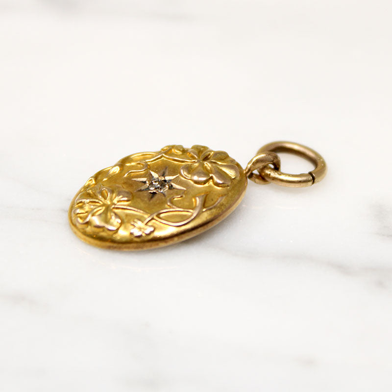 Lucky Star Four-Leaf Clover Gold & Diamond Pendant