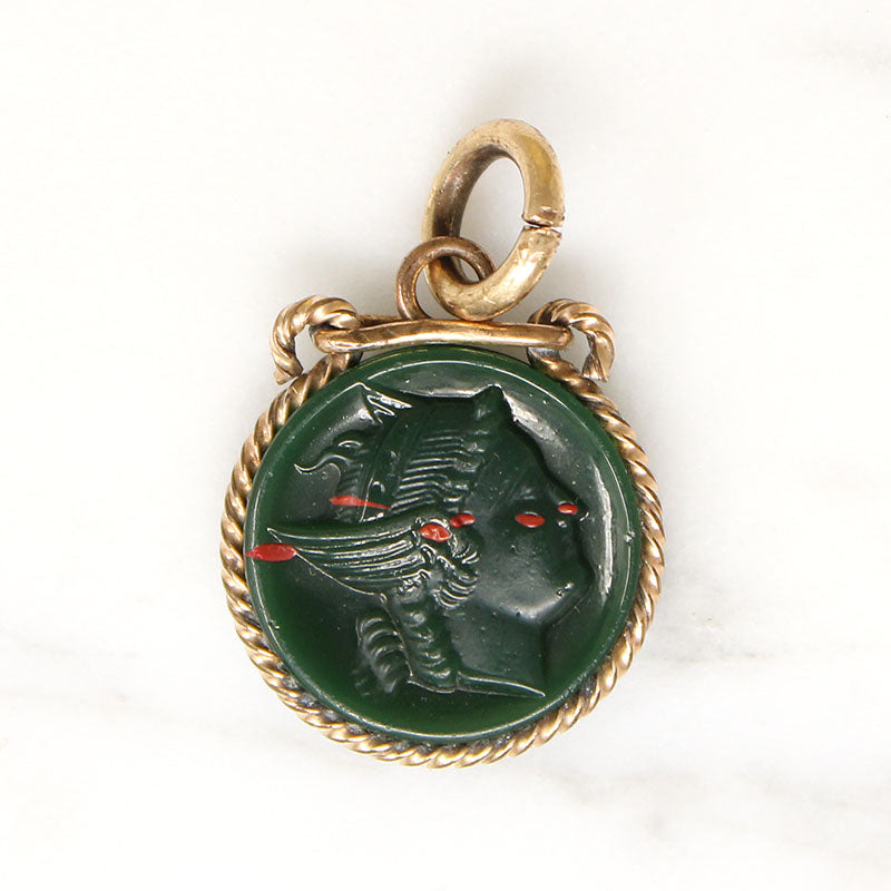 "Bloody" Mercury Bloodstone Cameo Charm